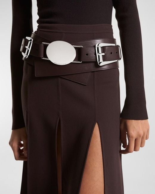 Michael Kors Black Leather Double-buckle Wide Hip Belt
