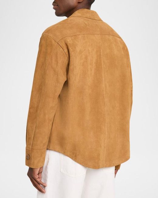 AMI Brown Apos;S Leather Button-Down Overshirt for men