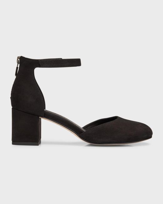 Eileen Fisher Black Indi Suede Ankle-Grip Pumps
