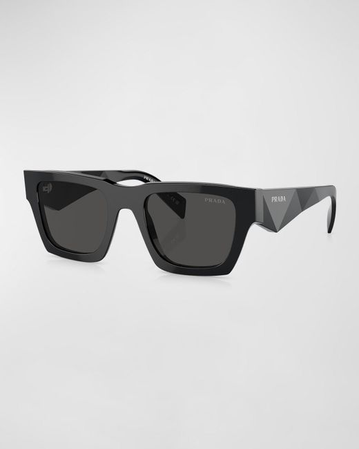 Prada Black Acetate Square Sunglasses for men