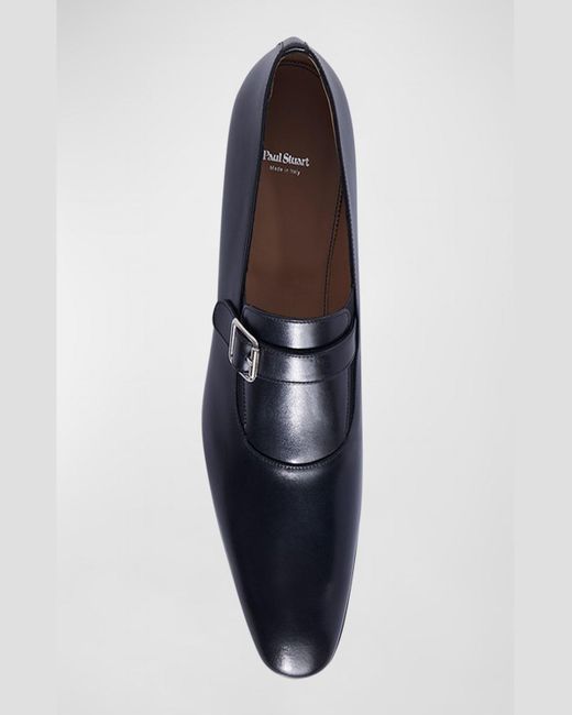Paul Stuart Black Horace Leather Single-Monk Strap Loafers for men