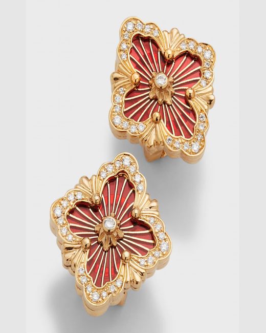 Buccellati Multicolor 18k Yellow Gold Opera Tulle Medium Red Diamond Earrings