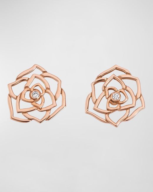 Piaget White Rose 18k Rose Gold Lace Diamond Earrings