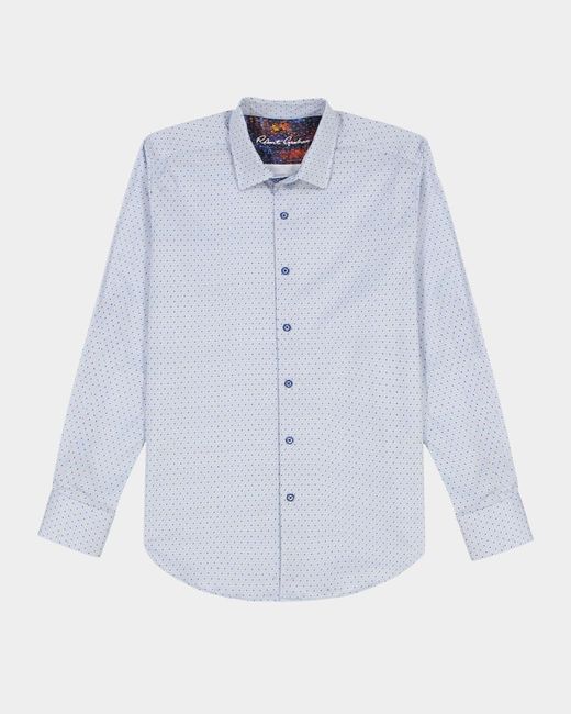 Robert Graham Blue Clayton Dotted Stretch Sport Shirt for men