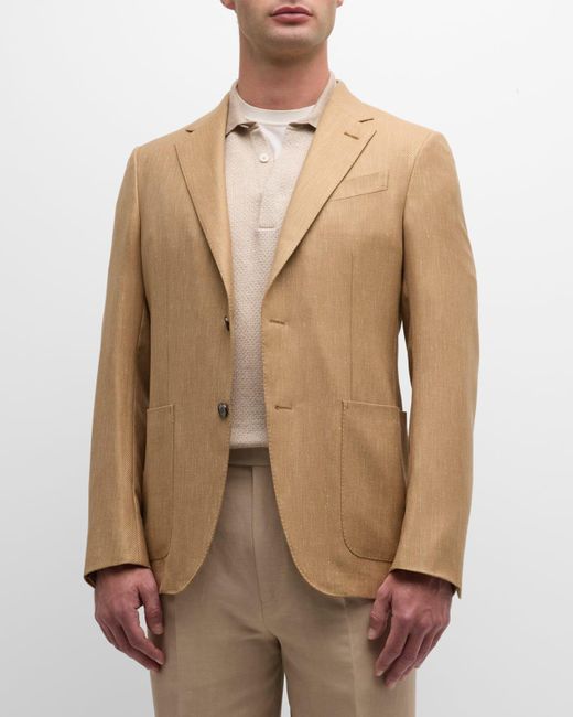 Zegna Natural Cashmere-blend Twill Blazer for men