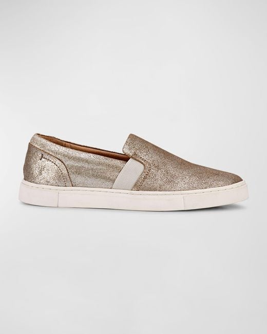 Frye White Ivy Leather Slip-on Sneakers