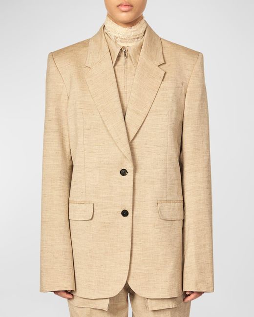 Interior Natural The Jareth Linen-Blend Suit Jacket