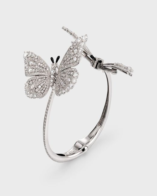 Staurino Metallic 18k White Gold Diamond 2 Butterfly Bracelet