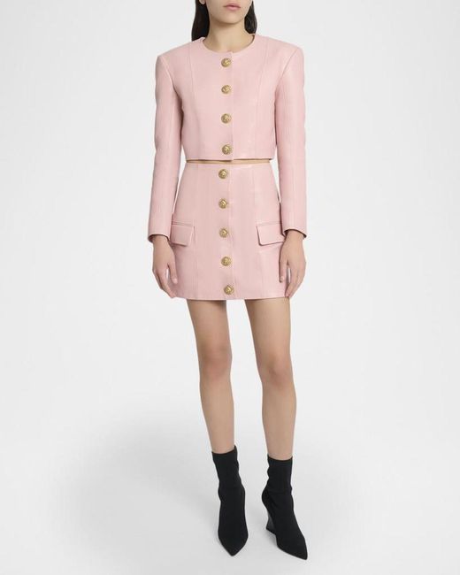 Balmain Pink Leather Jacket
