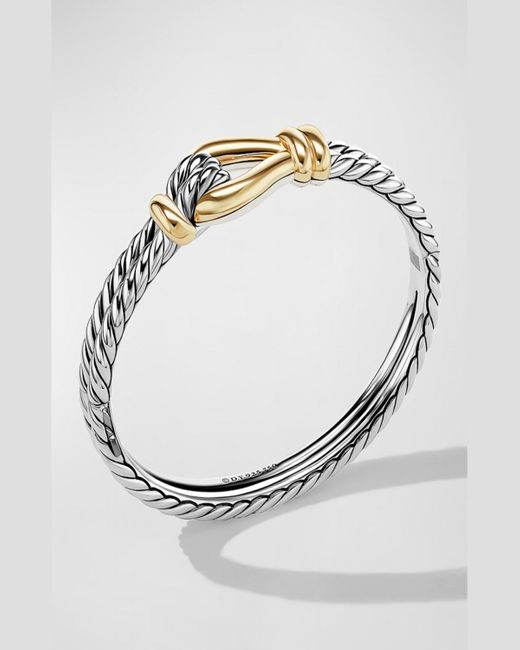 David Yurman Gray Thoroughbred Loop Bracelet In Silver With 18k Gold, 16mm