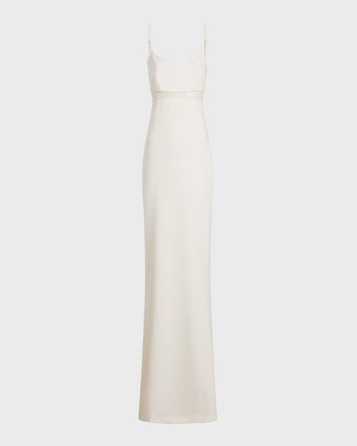 Likely White Stefania Sheer-Panel Column Gown