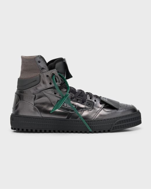 Off-White c/o Virgil Abloh Black 3.0 Off Court Metallic Leather High-top Sneakers for men