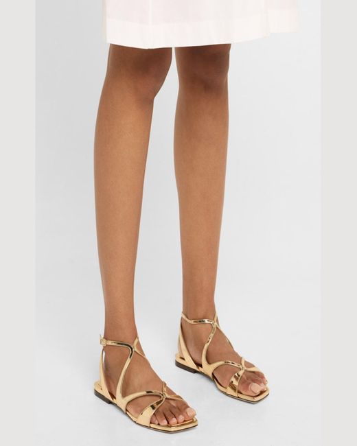 Jimmy Choo Ayla Metallic Leather Ankle-Strap Sandals