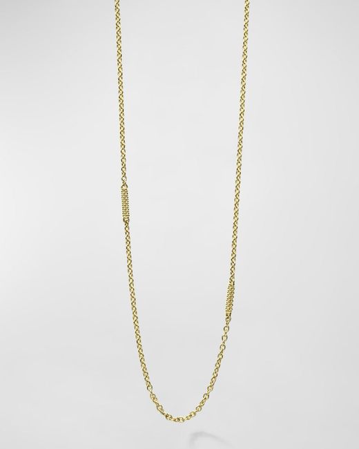 Lagos White 18k Gold Superfine Caviar Beaded 7-station Chain Necklace