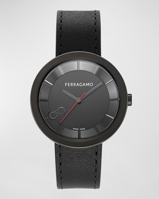 Ferragamo Gray 35Mm Curve V2 Watch With Calf Leather Strap