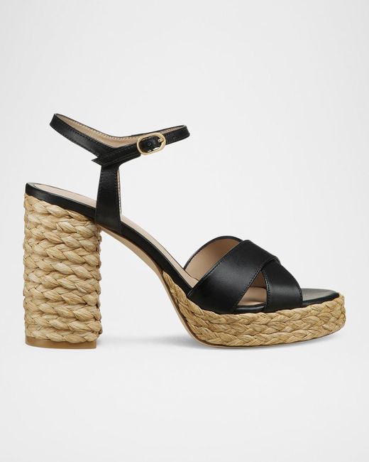 Stuart Weitzman Metallic Dayna Leather Crisscross Platform Sandals