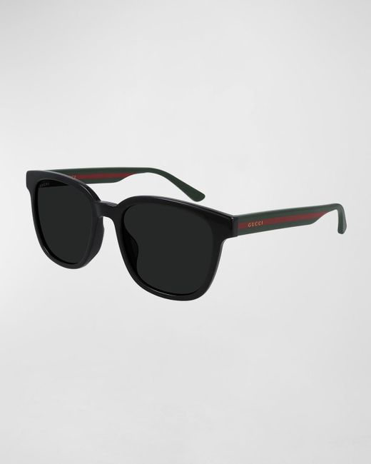 Gucci Black Square Sunglasses With Signature Web for men
