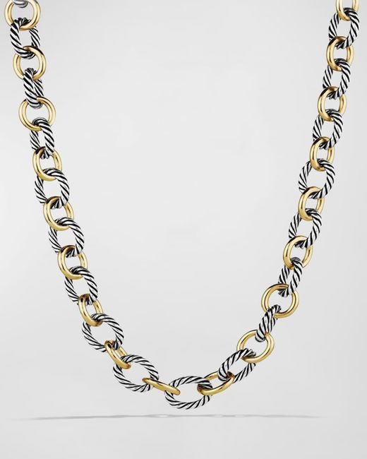 David Yurman Metallic Large Sterling Silver & 18k Gold Oval Link Necklace, 18.25"l
