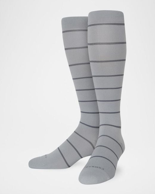COMRAD Gray Apos;S Stripe Knee-High Compression Socks for men