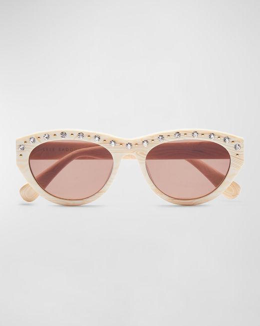 Lele Sadoughi Pink Memphis Embellished Acetate Cat-Eye Sunglasses