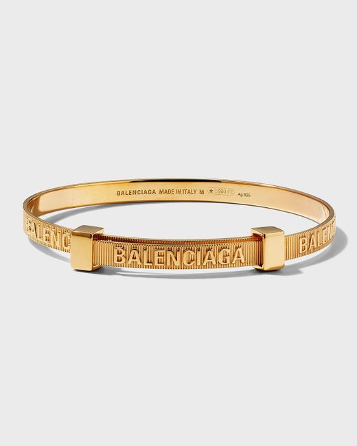 Balenciaga Metallic Force Striped Bracelet, Gold