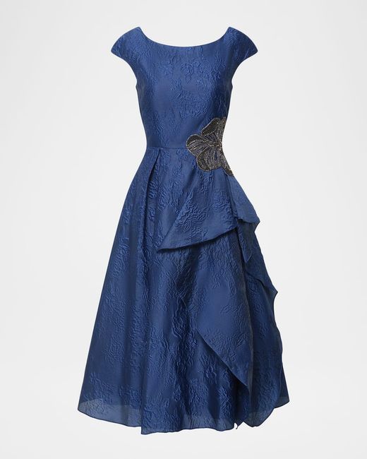 THEIA Women's Blue Caity High-Low Jacquard Cocktail Dress -  www.disolcolor.com