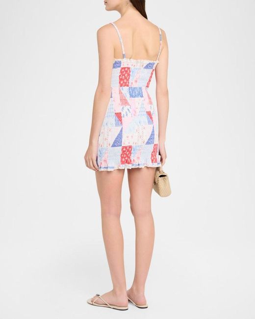 LoveShackFancy White Solier Patchwork Floral Mini Dress