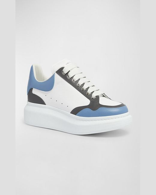 Alexander McQueen Blue Oversized Larry Leather Low-Top Sneakers for men