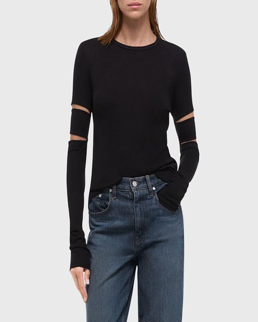 Helmut Lang Black Long-Sleeve Slash Top