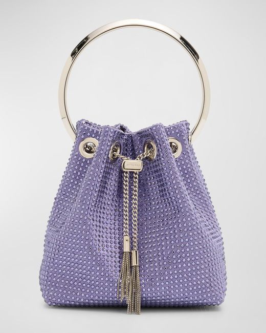 Jimmy Choo Purple Bon Bon Embellished Bucket Bag