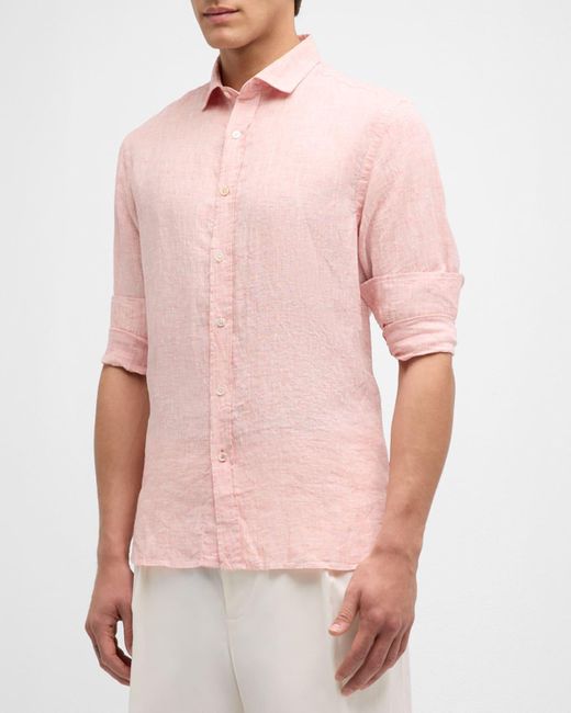 Swims Pink Amalfi End-On-End Button-Front Linen Shirt for men
