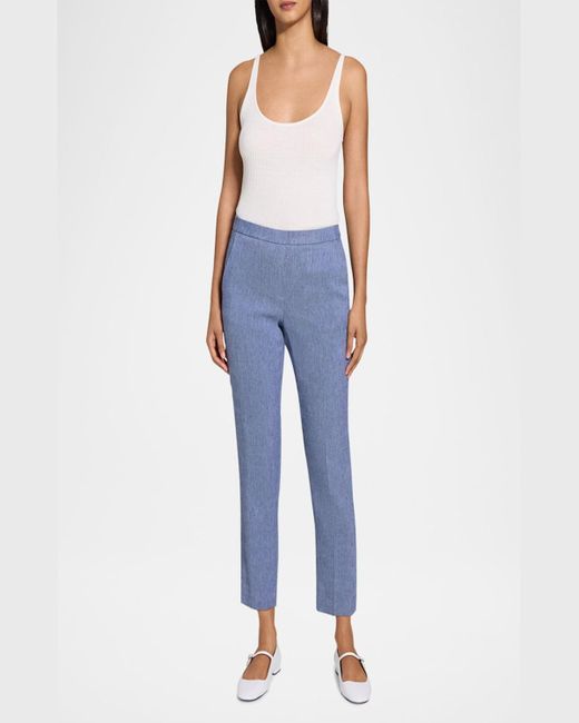 Theory Blue Treeca Pull-On Ankle Pants