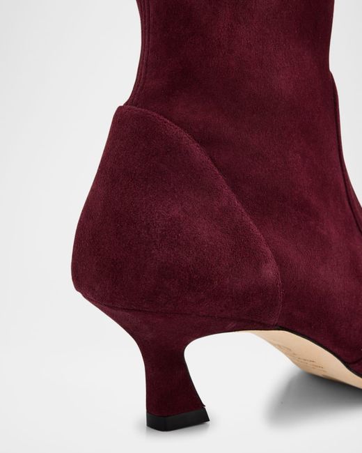 Stuart Weitzman Red 50Mm Vinnie Suede Stretch Booties