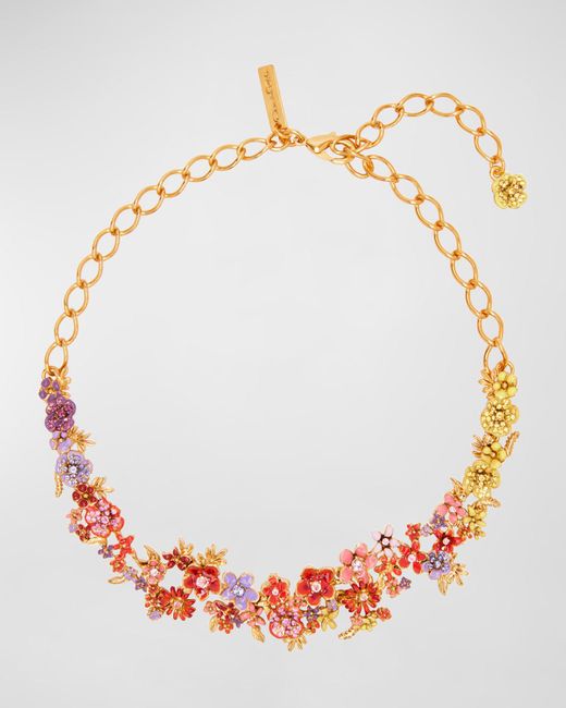 Oscar de la Renta Multicolor Enamel Flower Garden Necklace
