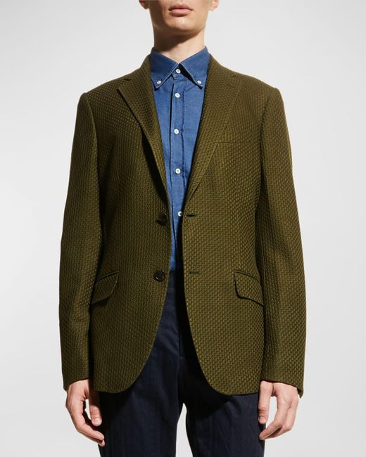 Etro Green Basic Knit Blazer for men