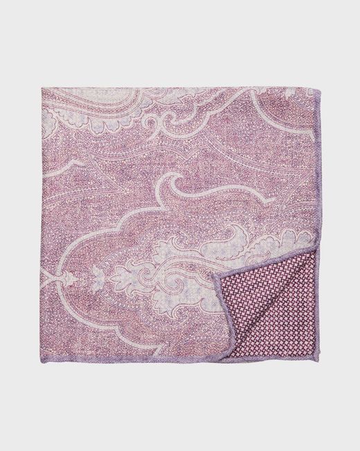 Brunello Cucinelli Pink Large Paisley-Print Silk Pocket Square for men