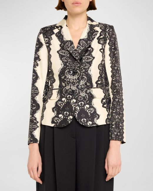 Libertine Black Venetian Lace Short Blazer Jacket With Crystal Buttons