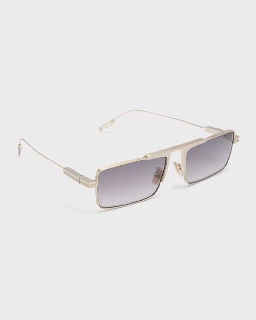 Zegna Natural Ez0233 Metal Rectangle Sunglasses for men