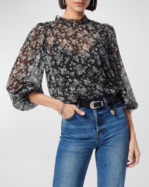 Cami NYC Black Nelly Floral Chiffon Top