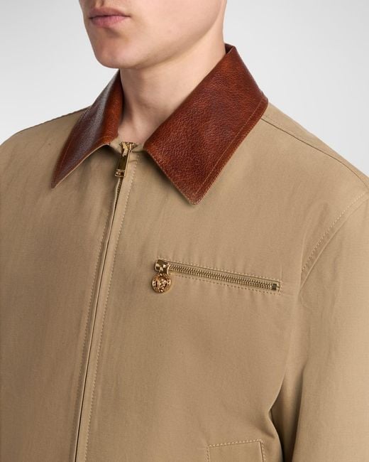Versace Brown Apos;S Leather Collar Blouson Jacket for men