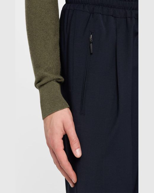 Boglioli Blue Pleated Drawstring Pants for men