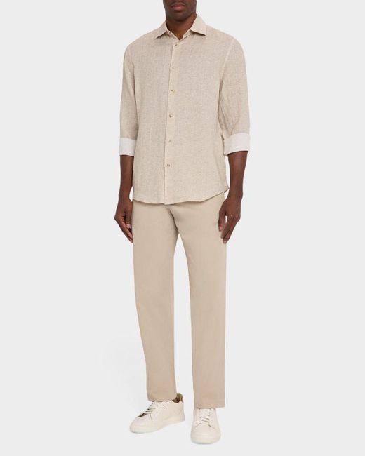 Bugatchi Natural Apos;S Axel Linen Button-Down Shirt for men