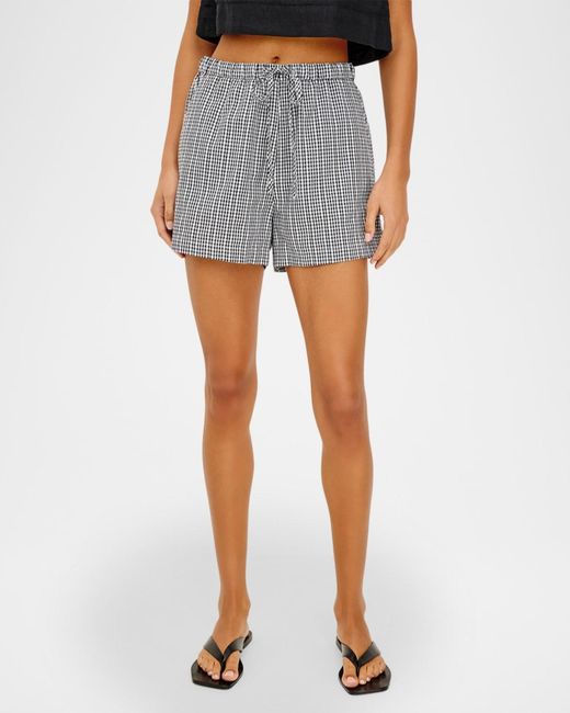 Rails Gray Jenner Gingham Drawstring Shorts