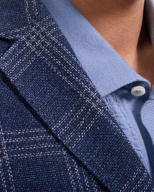 Bugatchi Blue Apos;S Windowpane Two-Button Blazer for men