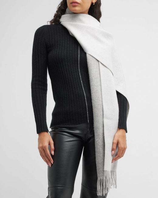 Vince Black Two-Tone Double Faced Cashmere Scarf