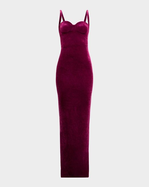 Balenciaga Red Velvet Backless Column Gown