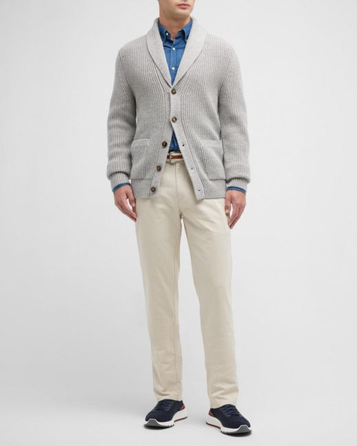 Peter Millar Natural Pilot Flat Front Trousers for men