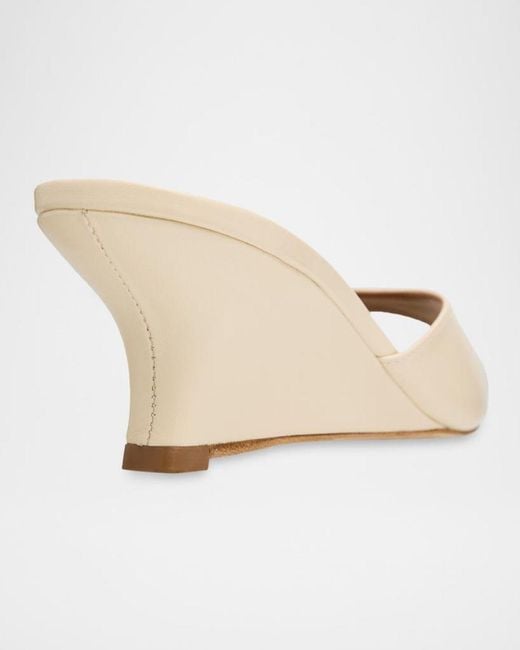 Staud White Brigitte Leather Wedge Mules