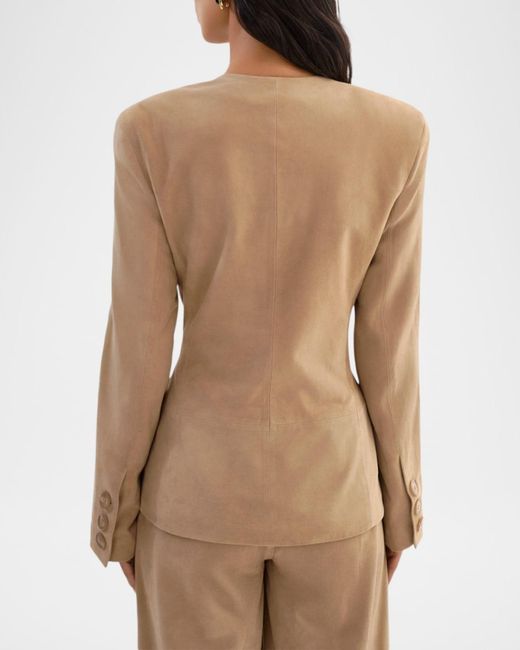 Lamarque Natural Abitha Hourglass Suede Jacket