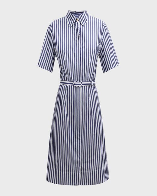 Evi Grintela Blue Neda Striped Cotton Mini Shirtdress